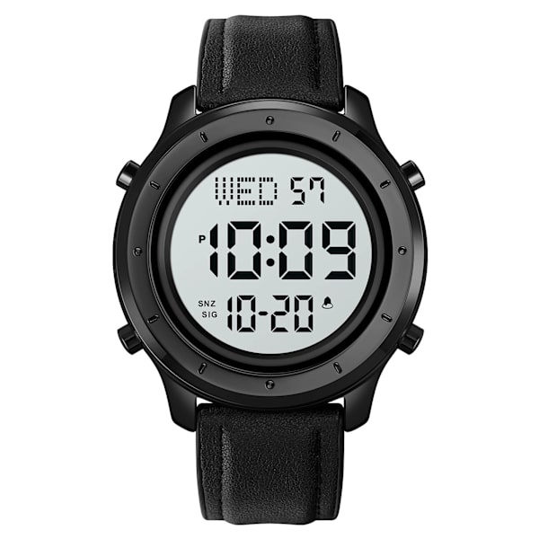 SKMEI LED Light Stoppur Sportklockor Herr Multifunktion 3Bar Vattentät Countdown Calendar Digital Armbandsur reloj hombre Leather Strap 2