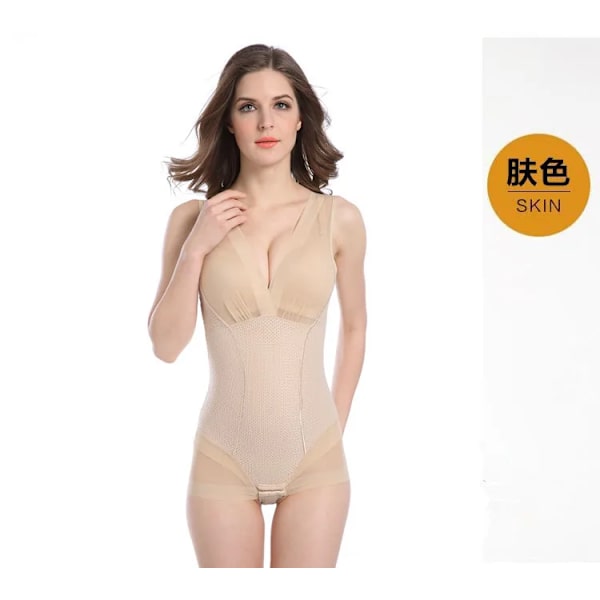 Kvinnor Slimming Burn Fat Trosor Shapewear Tummy Slim Body Shaper Full Body Shaper Slimming Underkläder Väst Bodysuits Jumpsuit L Apricot M