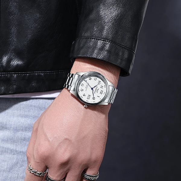 2022 lyxmärke högkvalitativ designer hel rostfritt stål män kvartsklockor Relogio Masculino mode Montre Homme klocka sliver white