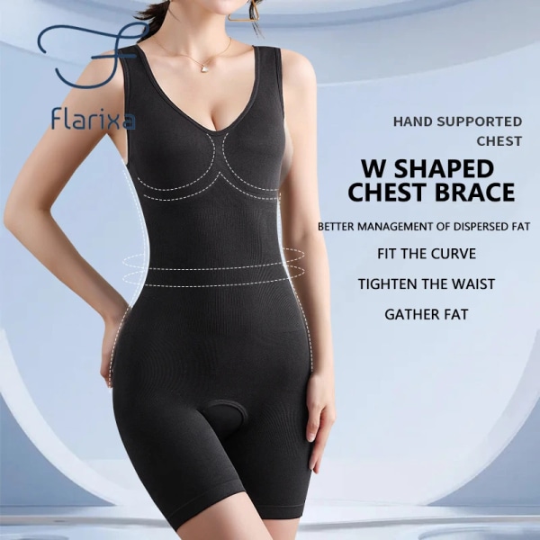 Flarixa Plus Size Butt Lifter Body Shaper Damkropp Öppen gren Magkontroll Shapewear Seamless Slimming Underwear 5XL Black-Boxer 5XL