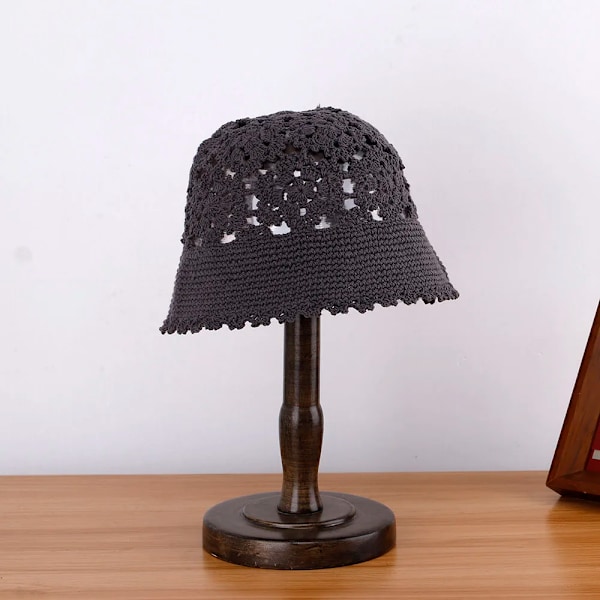 Virkade mössor, hinkhatt, beanie, basker, kepsar för kvinnor, platta kepsar, lyxiga designermärken, sommarhatt, capjacqueus-hatt Dark Grey 56-58cm