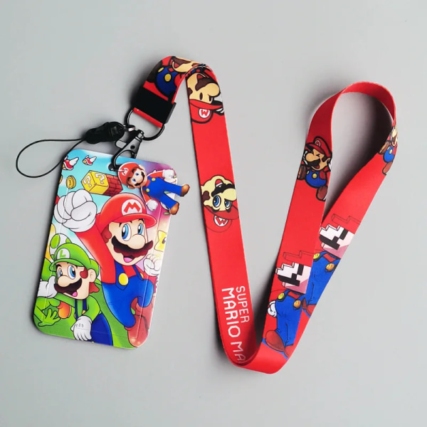 1 Set Mario Anime Kortfodral Kort Nyckel Lanyard Cosplay Badge ID-kort Hållare Halsband Nyckelringar MR-B