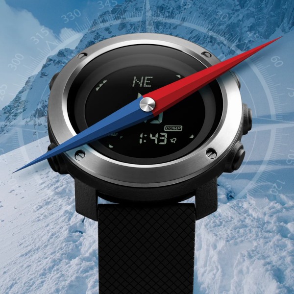 SKMEI 1418 Höjdmätare Barometer Termometer Höjd Män Digitala klockor Sportklocka Klättring Vandring Armbandsur Montre Homme Steel Dial Green