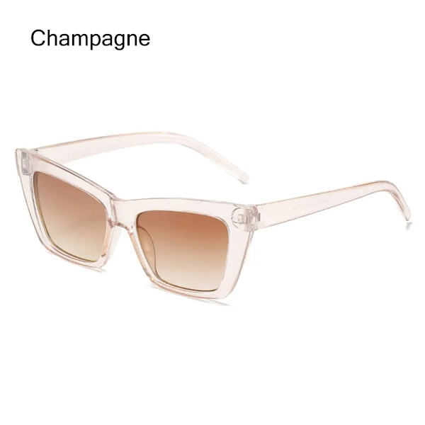 Trendiga UV400 Skydd Fyrkantiga Modeaccessoarer Nyanser Cat Eye Solglasögon för Dam Solglasögon för män Champagne