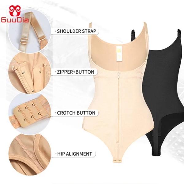 GUUDIA Thong Shapewear 6XL Shapers för kvinnor Magkontroll Fajas Colombianas Body Shaper Dragkedja Öppen byst Body Shaper hole crotch a XXXL