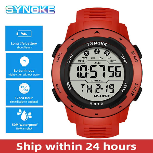 Uppgraderad Sport Män Röda Klockor Dam LED Digital Watch 50M Vattentät Elektronisk Klocka Armbandsur Relogio Masculino Upgraded Red