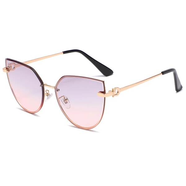HKNA Oversized Cateye Solglasögon Dam Lyxmärke Glasögon Dam/Män Gradient Glasögon Dam Metall Gafas De Sol Mujer uv400 GrayPink Free Cloth