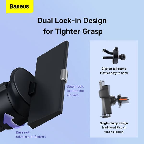 Baseus Gravity Biltelefonholder Luftventil Universal kompatibel med iPhone Redmi Note 7 Smartphone Bil Support Clip Mount Holder Stand Dark Grey