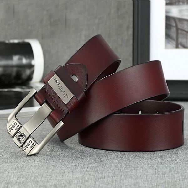 BekeleBOLO mäns bälte läder bälte män herr äkta läder rem lyxigt nål spänne casual herr bälte Cummerbunds ceinture JEEPFBB-Coffee 100cm