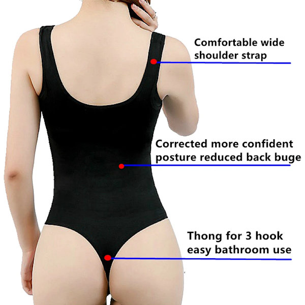 Dam sömlös magkontroll Shapewear Fajas Colombianas öppen byst stringtrosa Bodysuit Slimmare kroppsformare Black M