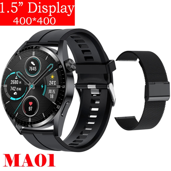 Ny Smart Watch Herr Android GT3 IP68 Vattentät NFC Smartwatch Trådlös Laddning Bluetooth Ring Herr Watch för Bl Si-Bl Me watch for men