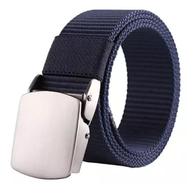 2022 Ny Canvas Herrbälte Mode Svart Nylon Utomhus Metall Automatiskt Spänne Casual All-match Lyxbälte Hane blue 100cm