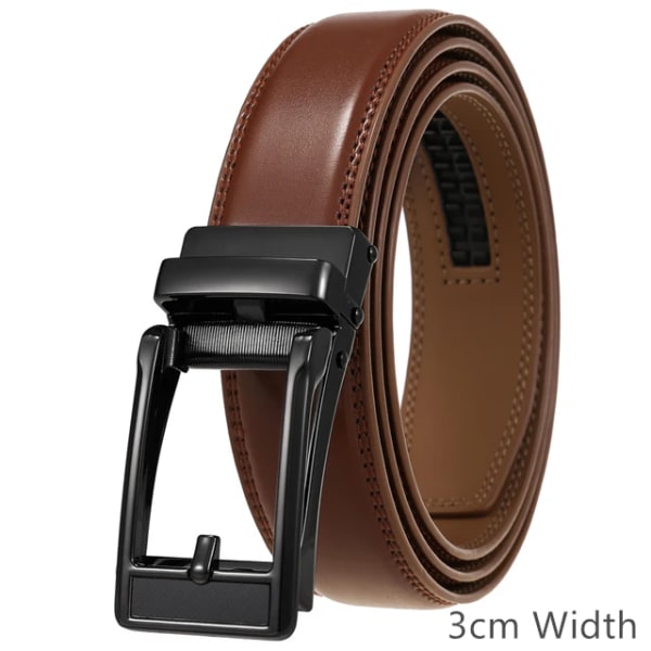 Märke 3 cm Bredd Herr Business Casual Bälten Äkta läder Herr Enkelt Bälte Modedesigner Formell kostym Bälte B908 Dark Brown 2 125cm