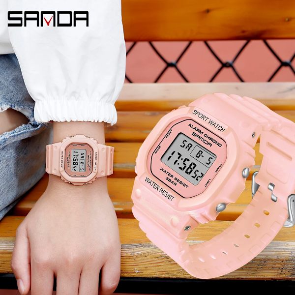 SANDA White Fashion Damklockor Vattentät LED Digital watch för kvinnlig klocka Dam Sportarmbandsur relogio feminino 293 Green