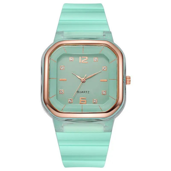 Godisfärger Silikon Square Quartz Watch Enkel Sport Multifunktionell Watch Watch för män Blue