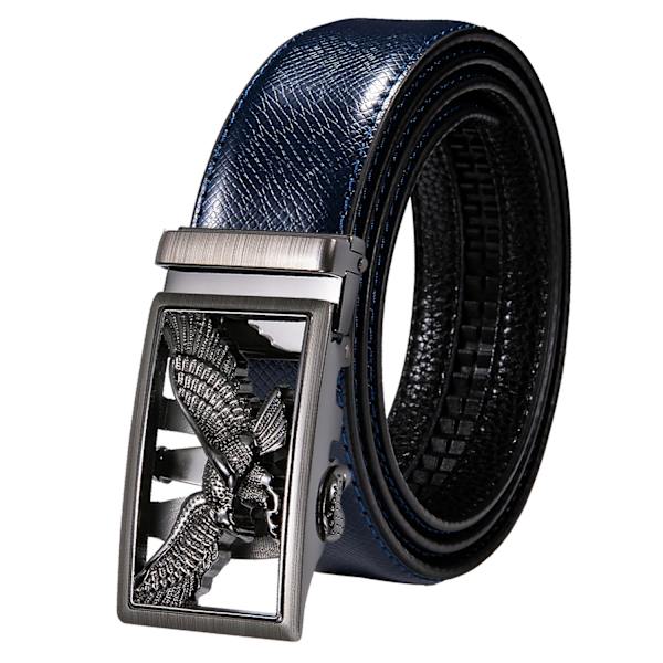 Högkvalitativt märke herrbälten blå koläder Automatiska spännen Spärr midjeband Bälte för män Klänning Jeans Kostym Byxor Present 2193DME 110cm