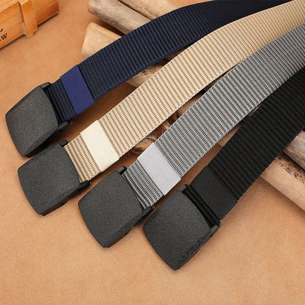 Man Casual Taktisk Nylon Webbing Canvas Bälten Jakt Multi Function Combat manlig Bälte Lyx hög kvalitet utomhusrem HB041 Black 100cm