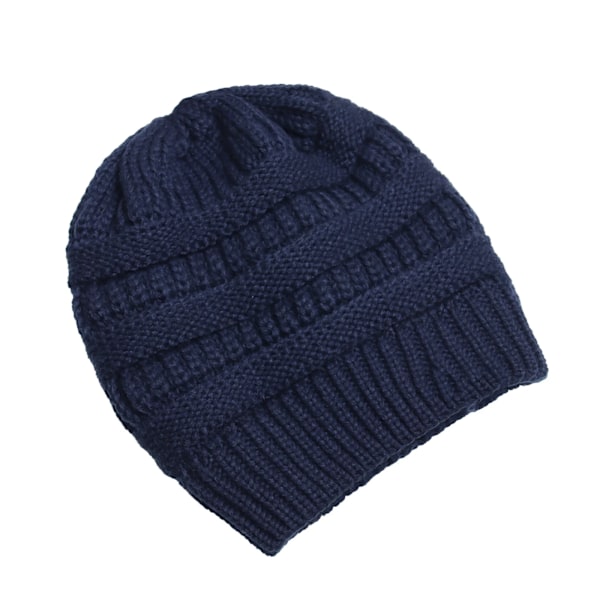 25 Färgade Enfärgade Beanies Kvinnor Stickade Beanie Hatt Mode Höst Vinter Varma Hattar SkulliesCap För Kvinnor Navy Blue