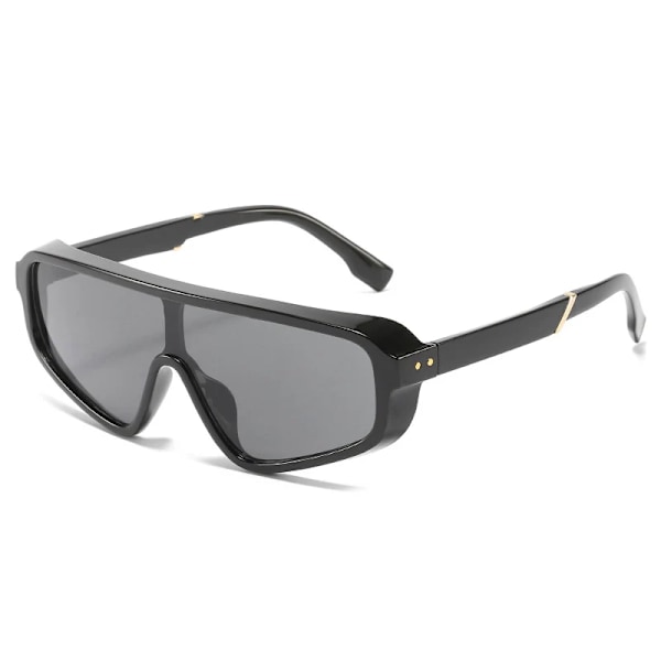 OEC CPO Vintage Punk Square Solglasögon Män Kvinnor Märkesdesign Mode One Piece Solglasögon Kvinnor Retro Bruna nyanser Glasögon Black-Black. As the picture
