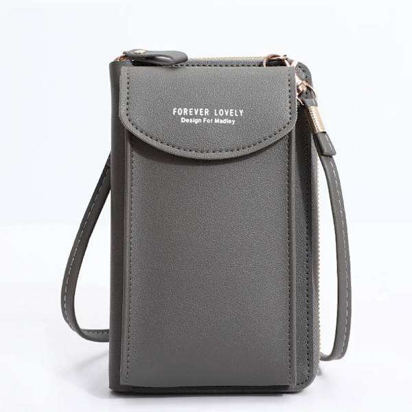Kvinnor Telefon Crossbody Väska Pu Läder Mini Shoulder Messenger Bag Rese Bärbar myntväska Kortväska Väskor för flickor Plånböcker B Deep Gray