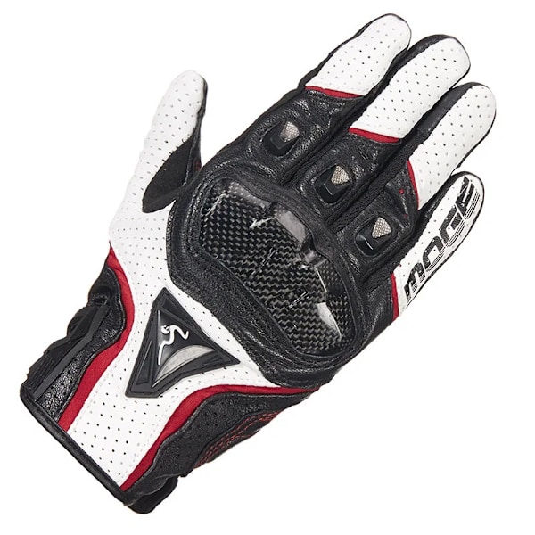 Motorcykelhandskar för män och kvinnor, helfinger, åkhandskar, moto, sommar, vinter, motocross, fårskinns läderhandskar, Guantes-handskar SUMMER WHITE RED M