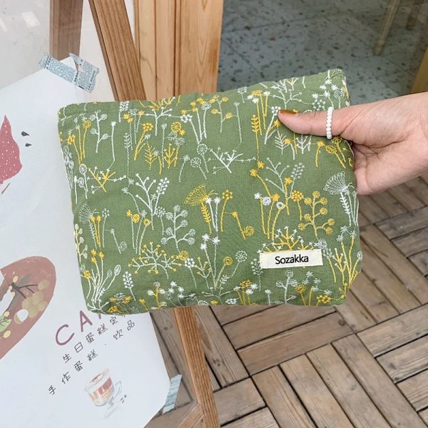 Stor Kvinnor Blommig Kosmetikväska Blommor Sminkväska Resesmink Case Organizer Kvinnlig Handväska Clutch Handväska Dragkedja C