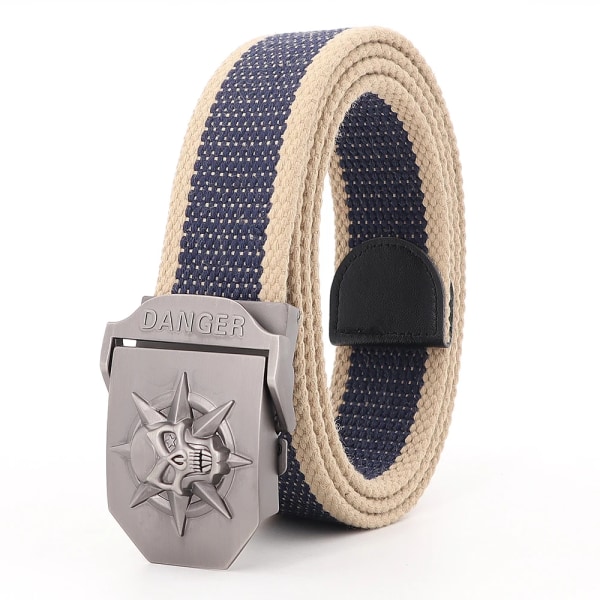 Canvas automatiskt spänne bälte för män Tactical Army hög kvalitet 4 mm tjocka 38 mm breda byxor Tillbehör Nytt träningsbälte för utomhusbruk Blue rice edge 110cm