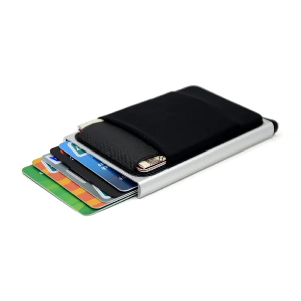Ny tunn aluminiumplånbok med elasticitet på baksidan ID Kreditkortshållare Mini RFID-plånbok Automatisk pop-up case Red