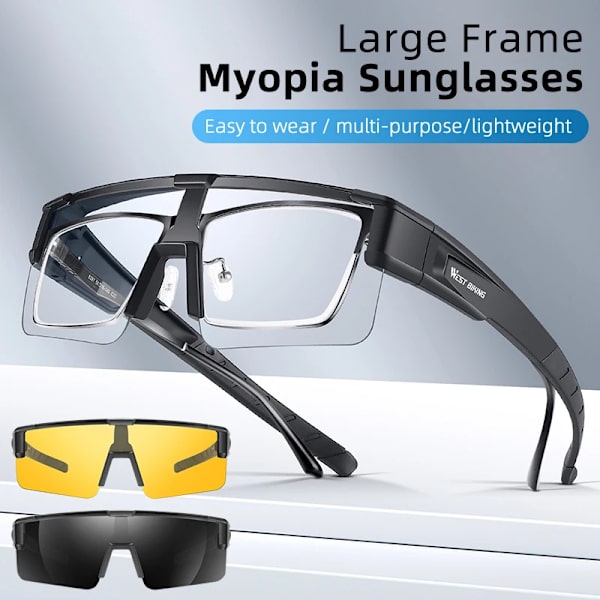 WEST BIKING Photochromic Myopic Fit Over Solglasögon Unisex Cykelglasögon Polariserade körglasögon UV400 Fiskecykelglasögon White x Polarized