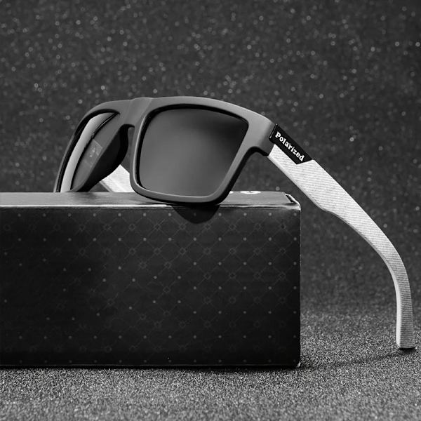 Lyxiga retropolariserade solglasögon Män Kvinnor Mode Kvadratisk Märke Designer Kör Solglasögon Svarta solglasögon Fiske Anti-bländning 12 Black