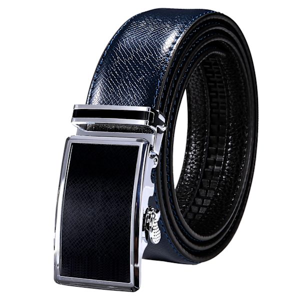 Högkvalitativt märke herrbälten blå koläder Automatiska spännen Spärr midjeband Bälte för män Klänning Jeans Kostym Byxor Present 2204DME 110cm