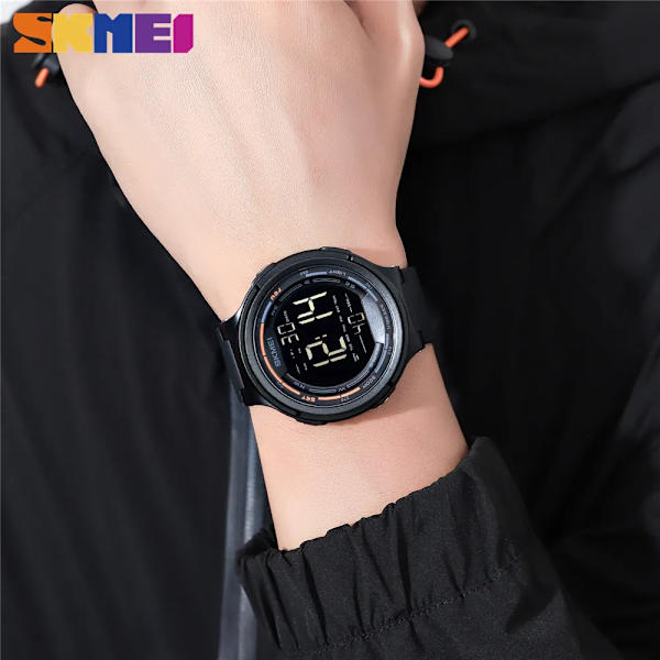 SKMEI Nytt LED-ljus Digital Herr Sportklockor Count Down 5Bar Vattentätt Armbandsur För Herr Man Klocka Watch hombre 1841 grey with strap box