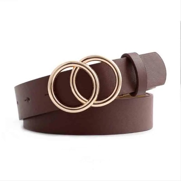 Dam jeansbälte Nytt guld Geometriskt metallspänne bälte Läderrem för kvinnor flicka Enkel tunn midja bältesklänning Tillbehör PU leather belt(.119) 100cm(.119)