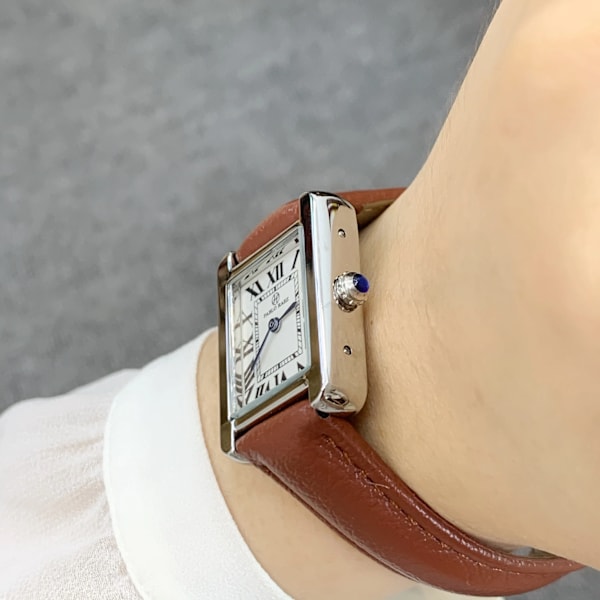 PABLO RAEZ Rektangel Kvinnor Modeklockor Elegant Lady Quartz Casual Armbandsur Ulzzang Lyxmärke Brun Läder Kvinnlig klocka Black band