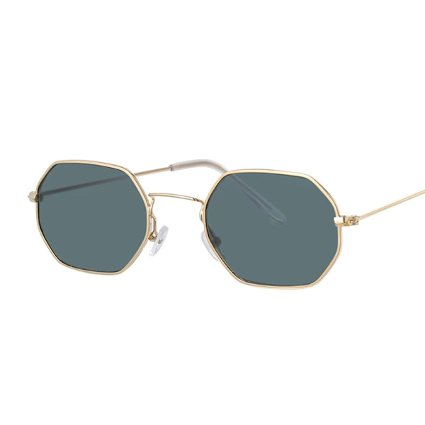 Mode Liten ram fyrkantiga solglasögon Kvinna Märke Designer Metall Spegel Solglasögon Kvinna Ocean Lens Oculos De Sol Feminino GoldRed model
