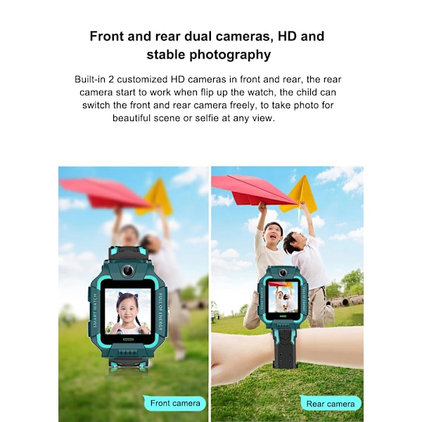 Barn Smart Watch Ny Sim-kort Smartwatch för barn SOS LBS Ring Telefon Kamera Röstchatt Foto Vattentät Pojkar Flickor Present Q19 W19-360 Green Hebrew language