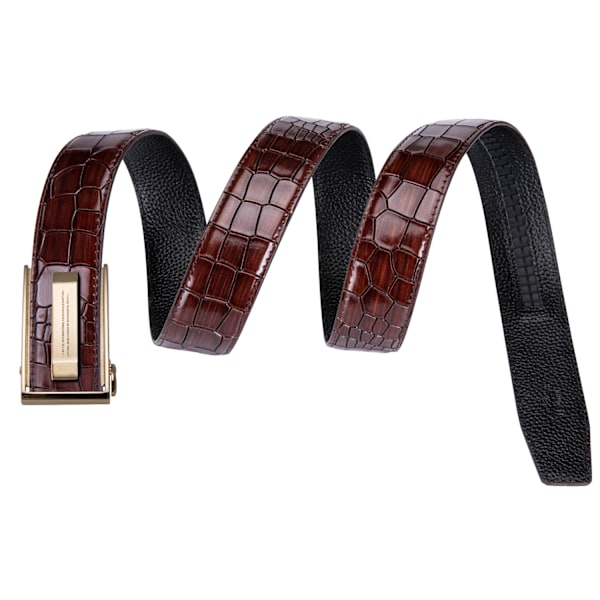 Hi-Tie Herr Designer Mode Rött Läderbälte Herr Guldspänne Lyxigt Coolt Läderbälte för jeans Röd krokodilrem DJ-2036-C 0070-DJ-C 110cm
