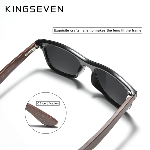 KINGSEVEN Natural Bamboo svärtade solglasögon Polariserade damer för män Eleganta handgjorda träglasögon Oculos Brown Original