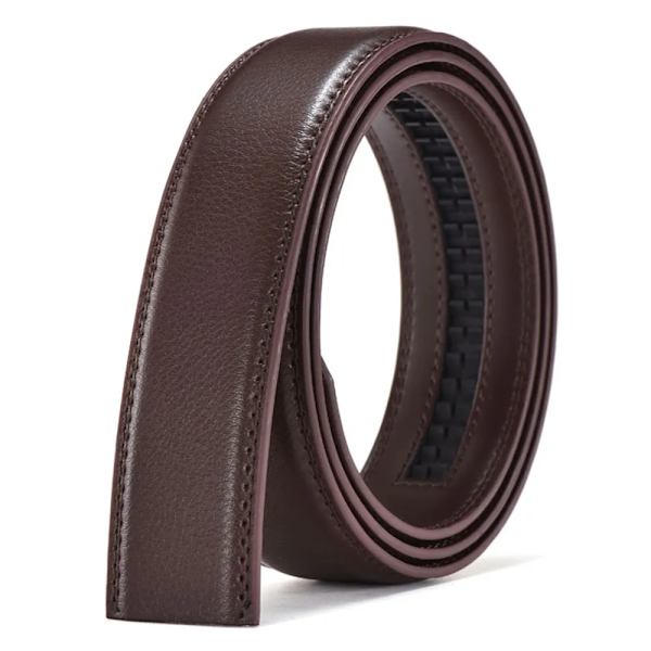 HIDUP Bra kvalitet äkta läder Automatisk modellbälte för män Endast blå färgrem utan spänne 3,5 cm bredd LUWJ17 Brown 130cm 41to42 Inch