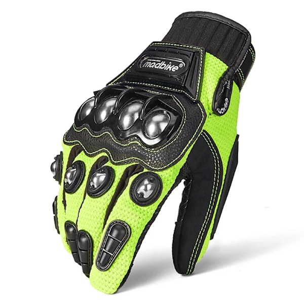 Utomhussporter Hel Finger Riddare Ridning Motorcykelhandskar Andningsbart Mesh Tyg Herr Stålhandskar green M