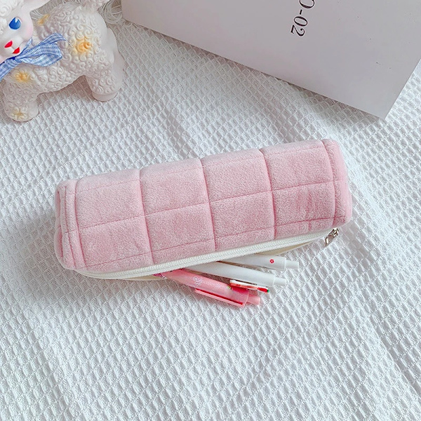 Stor kapacitet Rosa Vit Blå Plysch sminkväska Case Söt studentförvaringsväska Mjuk multifunktionell kosmetisk väska Organizer Pink(.298)