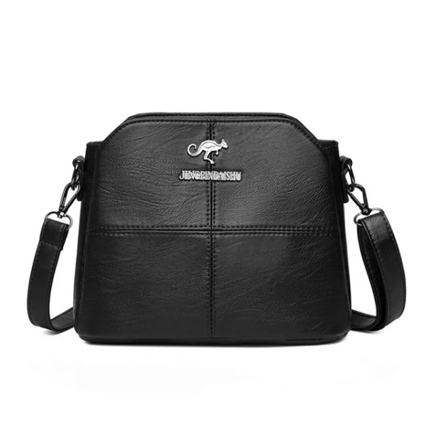 Små crossbody-väskor i massivt läder för kvinnor Nya enkel väska med flera fickor, designer Casual axelväskor Sac A Main Black-2
