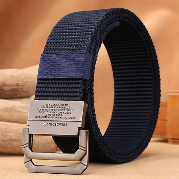 Män Casual Tyg Taktisk Webbing Bälten Nylon Canvas Jeans Bälte Army Midja Hög kvalitet Lyx Designer Military Strap HB009 Navy Blue 100cm