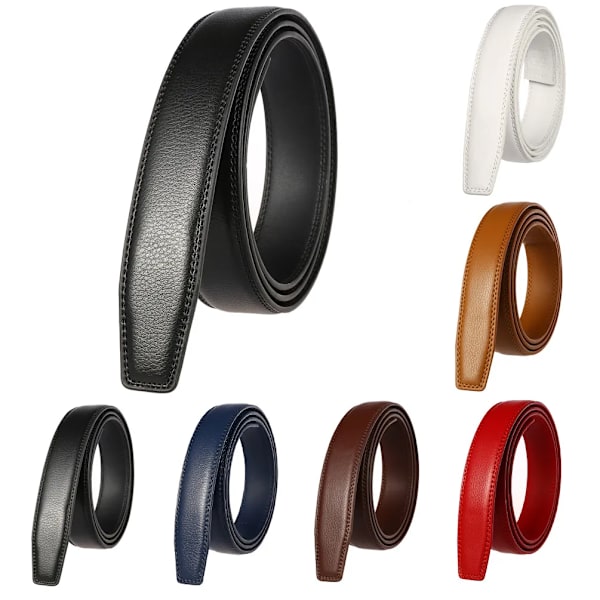 3,0 cm 3,1 cm bredd läderbälte utan spänne Designerbälten män Högkvalitativt läderrem 110-130 cm Red 110cm