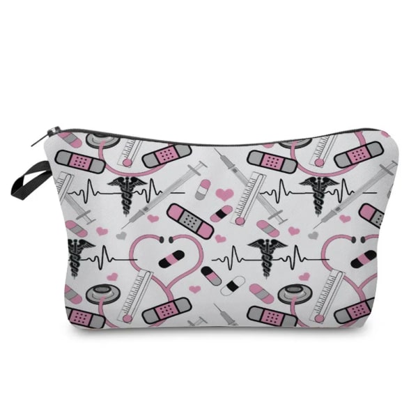 Värmeöverföring Organizer Pennfodral Tecknad Tandläkare Sjuksköterska Print Kosmetiska väskor Mode Kvinnor Designer Sminkväska hz4541 Nurse Bag