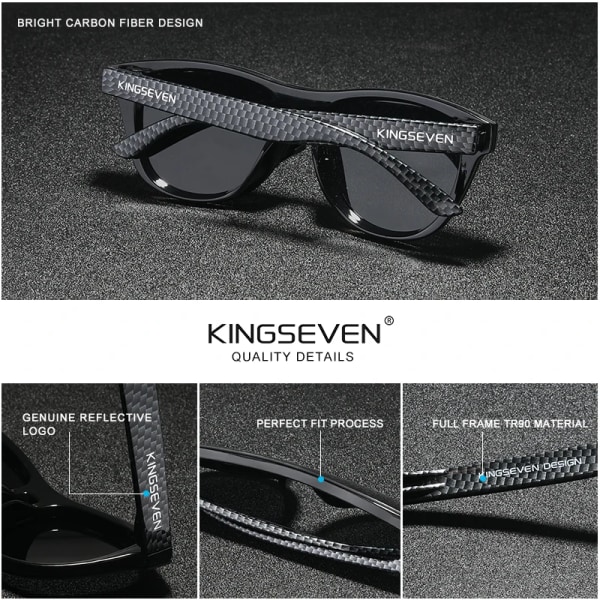 KINGSEVEN 2022 New Brand Design Damglasögon TR90 Polarized Solglasögon Herr Retro Solglasögon Sonnenbrille Herren Black Orignal