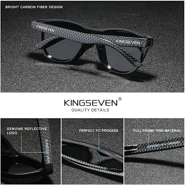 KINGSEVEN 2022 New Brand Design Damglasögon TR90 Polarized Solglasögon Herr Retro Solglasögon Sonnenbrille Herren Limited Black Orignal