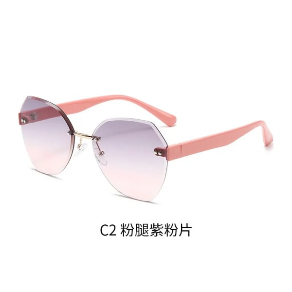 Nya Ramlösa Skärande Solglasögon Mode Dam Solglasögon Cross Border Personality Oregelbundet Ocean Glass Pink