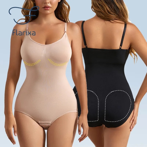 Flarixa Seamless Bodyshaper Kvinnor Body Öppen gren Shapewear Postpartum Magkontroll Shapewear Bantning Underkläder Jumpsuit Black XXXL