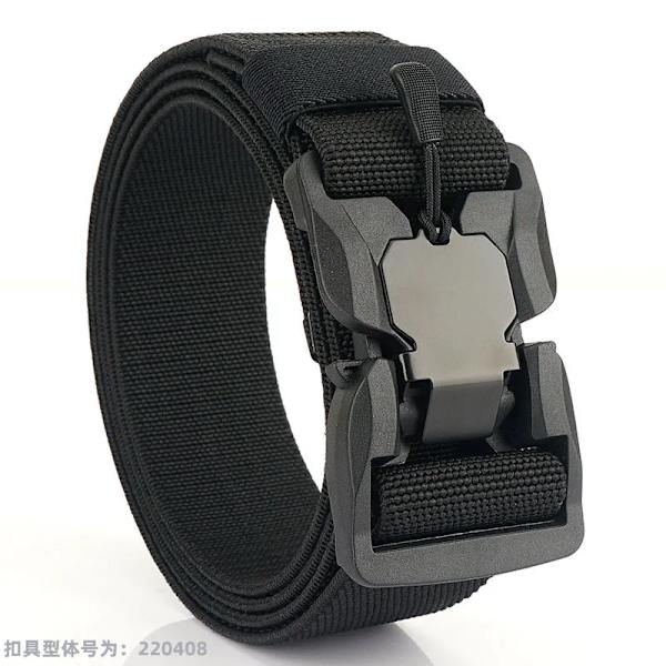 Taktiskt bälte Magnetiskt spänne Quick Release Elastiskt bälte Casual Nylon Träningsbyxor för män Bälte KK50 BLACK 125cm